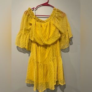 Yellow off the shoulder dress